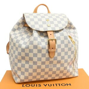Louis Vuitton Sperone Backpack Damier Azur White Canvas Leather Ivory